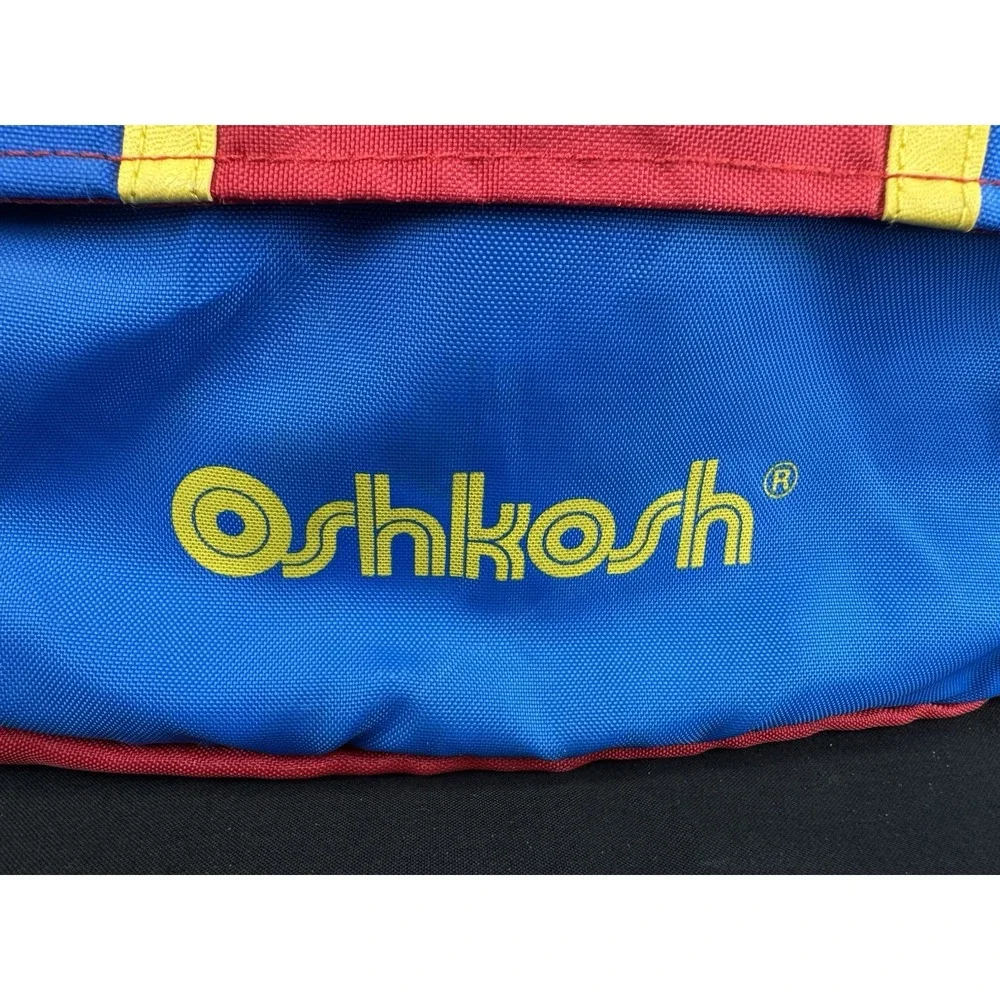 Vintage 90s Oshkosh Red Blue Yellow Primary Childs Messenger Diaper Carry-on Bag